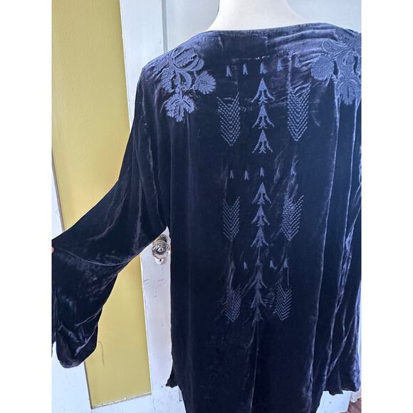 Johnny Was Los Angeles Holland Embroidered Tunic In Navy Blue Velvet 1X - Picture 15 of 15